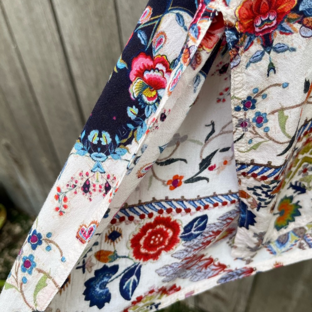Johnny Was Multicolor Floral Button-Front Tunic - Picture 4 of 8